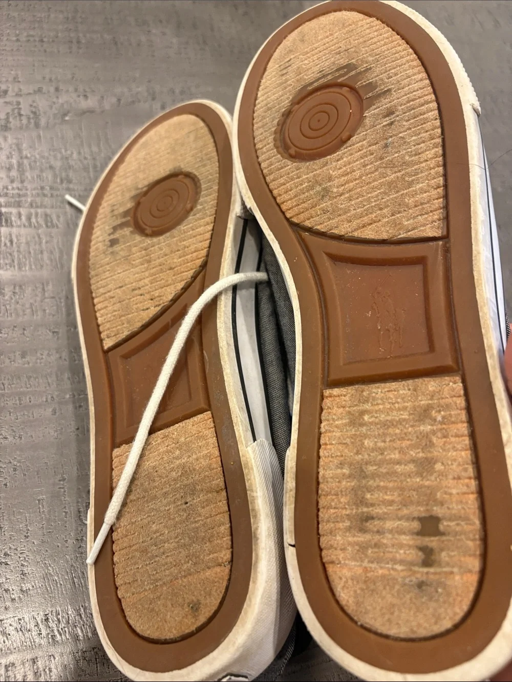 Polo by Ralph Lauren Denim like canvas and Navy Trim Boat Shoes with White Laces